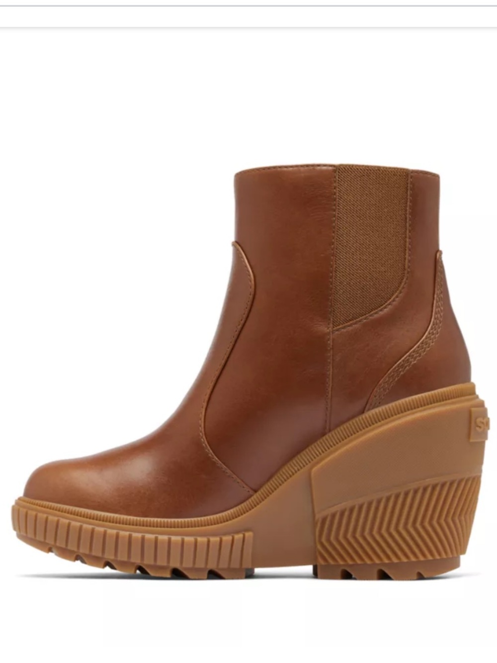 SOREL women 
Ona Ave'' Zip Wedge Booties Color: Velvet Tan, Gum 2 size 9.5 new - Picture 4 of 16